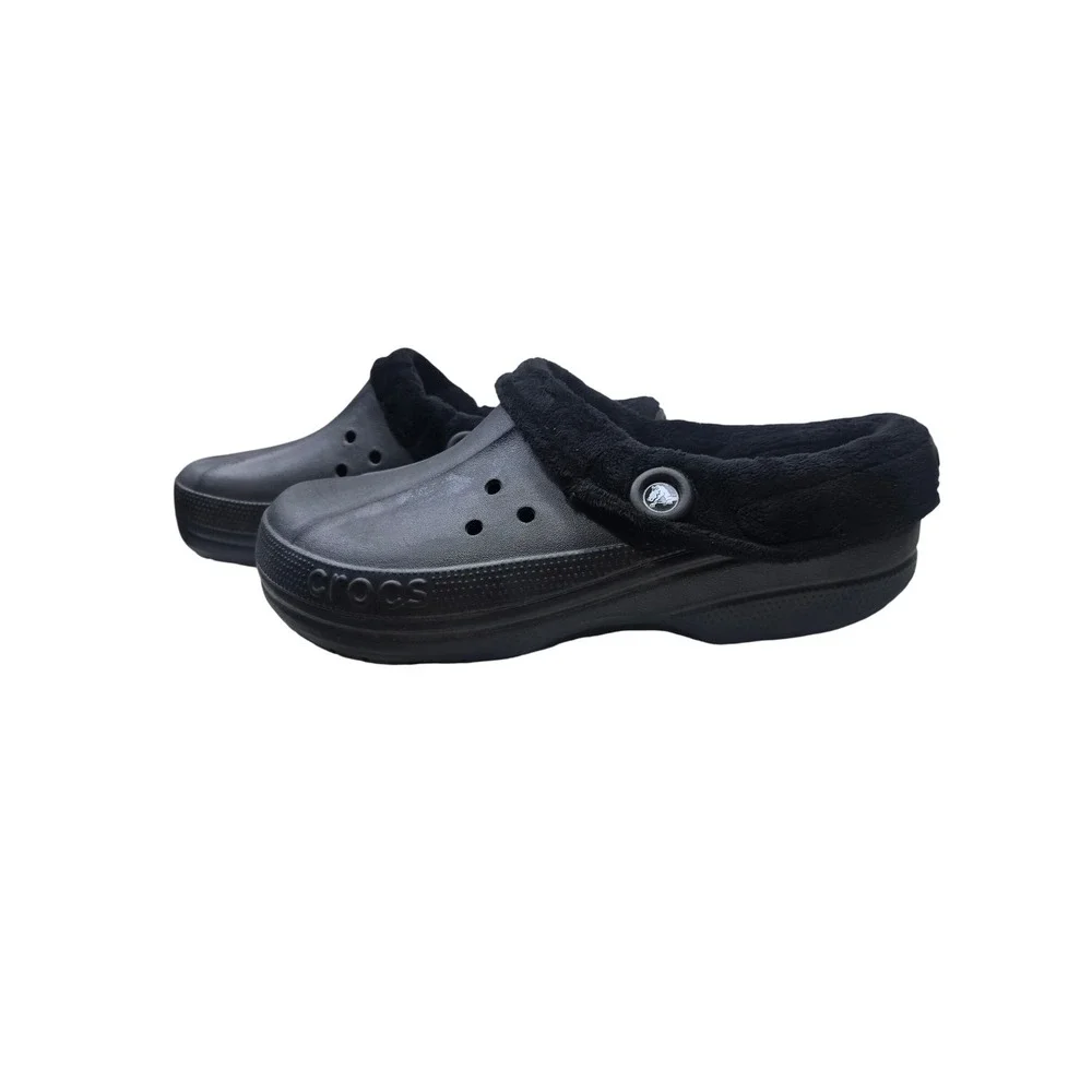 Crocs Classic Mammoth Luxe Radiance Black Faux Fur Lined Clogs Mens Size 13 Warm